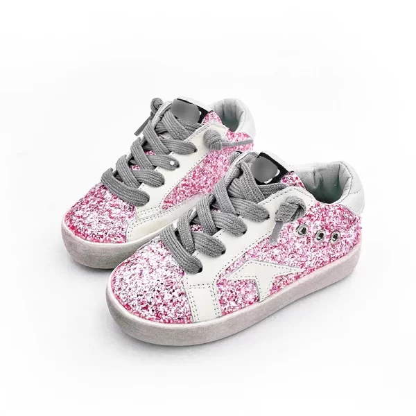 High Quality Glitter Kids Girls Shoes Wholesale Princess Children Sneakers Fashion Customized Sport Style Baby Toddler Shoes - 图片 3