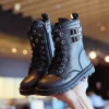 Wholesale of girls' Martin boots, microfiber children's short boots, spring and autumn new British style black cotton boots - 图片 2