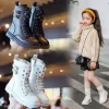 Wholesale of girls' Martin boots, microfiber children's short boots, spring and autumn new British style black cotton boots - 图片 4