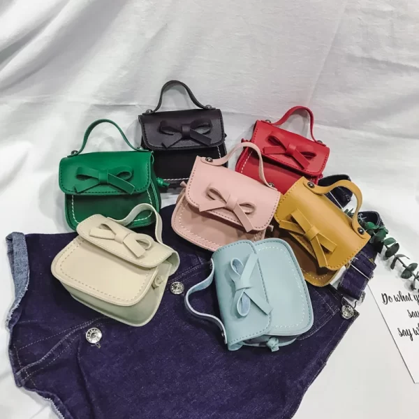 Latest Bow-knot Kids Handbags Cute Girls Lady Wholesale Baby Chain Phone Bag Crossbody Fashion PU Small Purses for Children