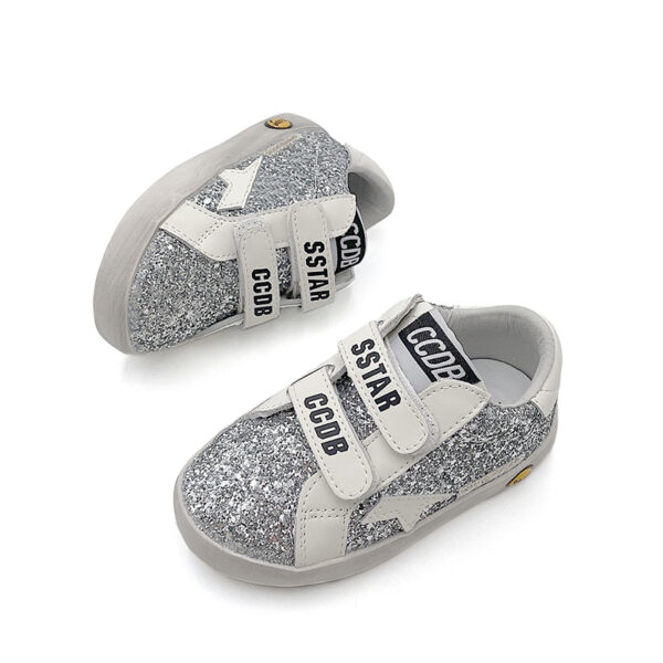 White star white shoes with white eyelets for children - 图片 3