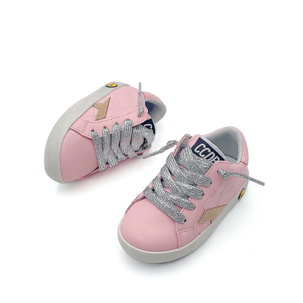 Brown star - Pink eyelets - Pink shoe lift - Children's shoes - 图片 3