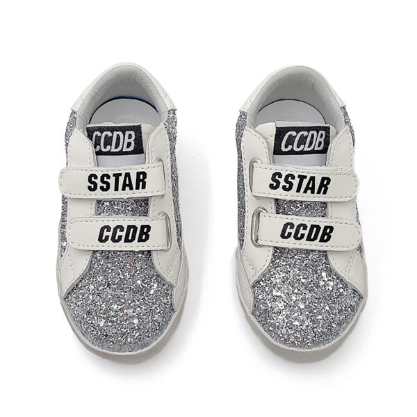 White star white shoes with white eyelets for children - 图片 4