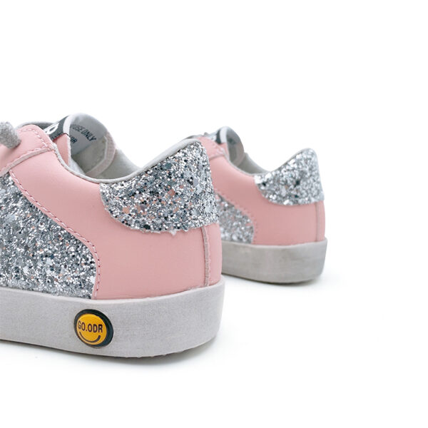 White stars - Pink eyelets - Shining silver shoe handles - Children's shoes - 图片 5