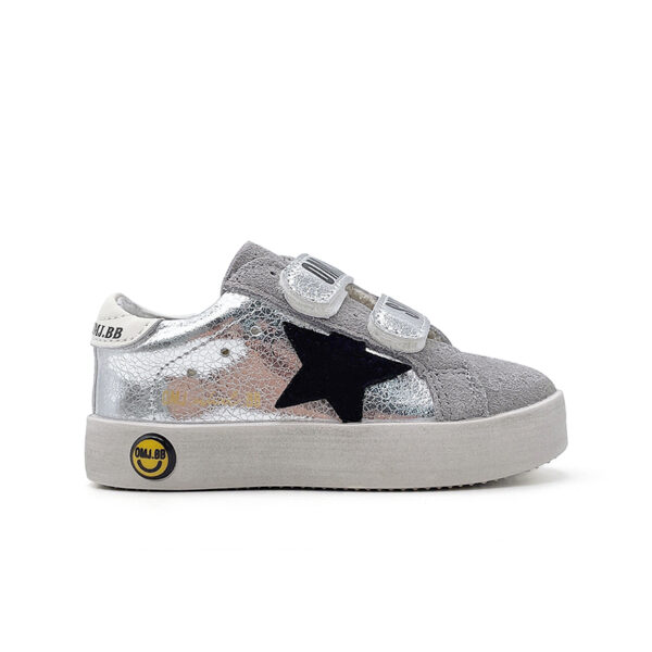 Black star - Grey eyelets - White shoe lift - Children's shoes