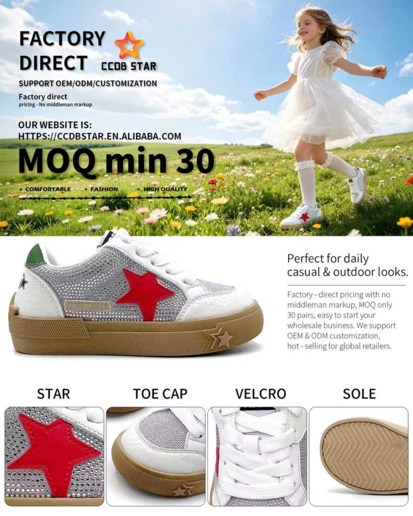 Girls Rhinestone Star Casual Sneakers: Comfortable & Stylish Footwear for Kids